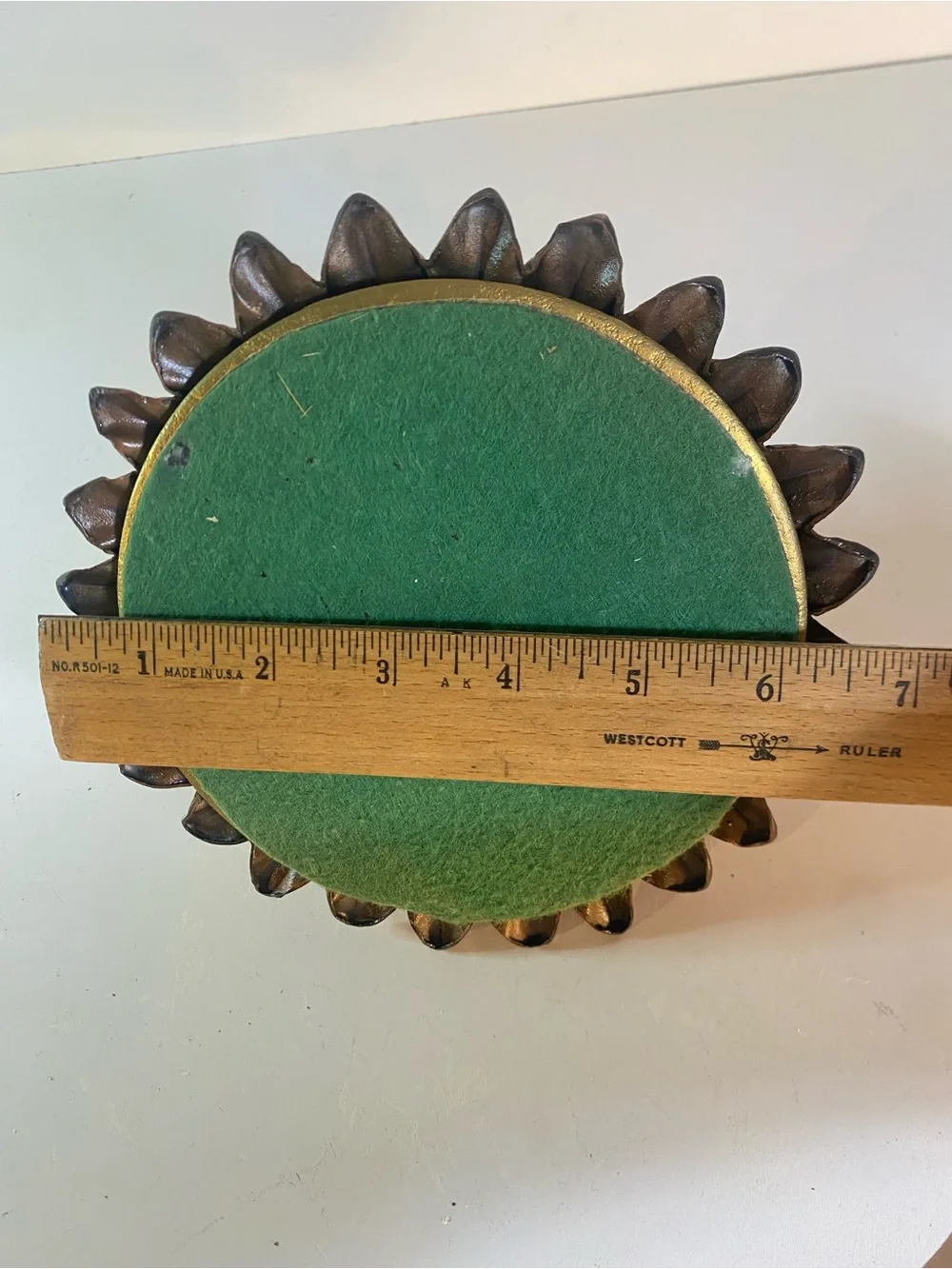 Vintage Heavy Brass Leaf Taper Candle Holder 6.5” Diameter